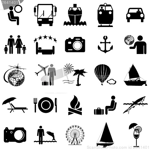 Image of Collection flat icons. Travel symbols. Vector illustration.