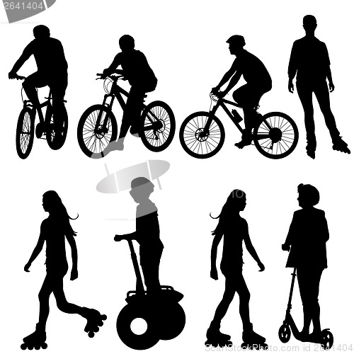 Image of Set silhouette of a cyclist.  vector illustration.