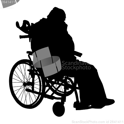 Image of One handicapped man in wheelchair silhouette. Vector illustratio