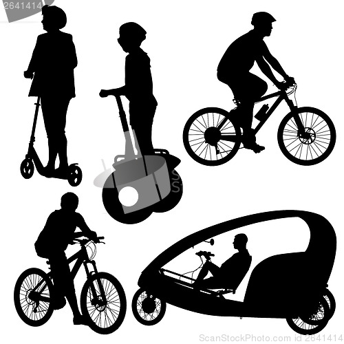 Image of Set silhouette of a cyclist.  vector illustration.