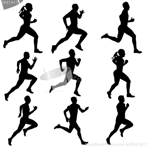 Image of Set running silhouettes. Vector illustration.