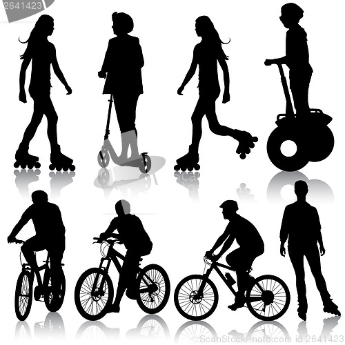 Image of Set silhouette of a cyclist.  vector illustration.