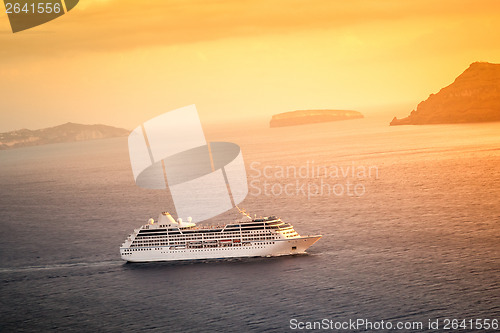 Image of cruising ship sunset