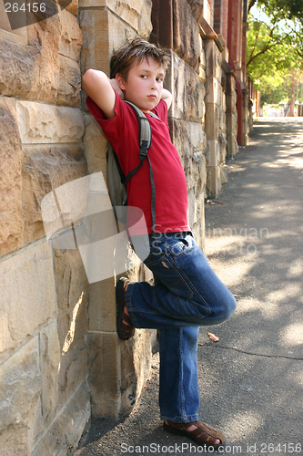 Image of Child leaning against wall