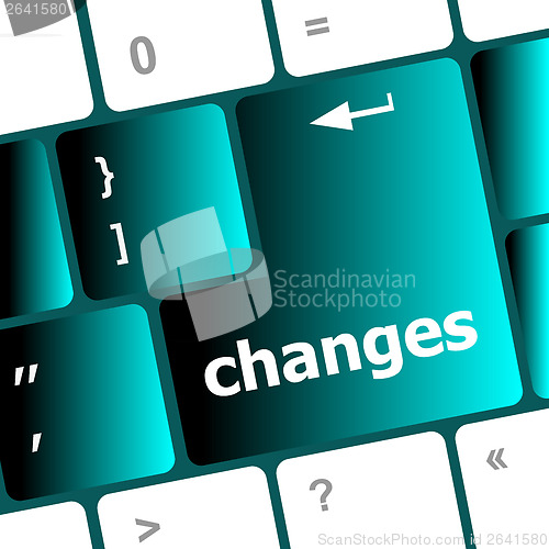 Image of changes words on keyboard keys