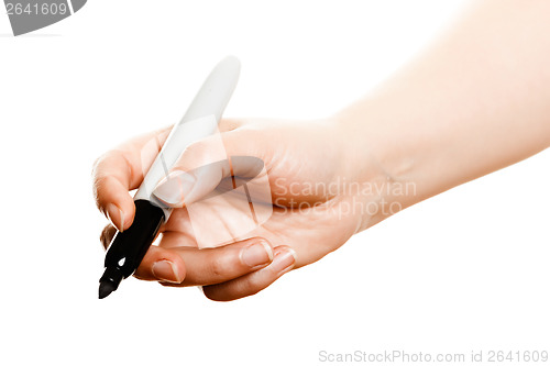 Image of hand with marker on white background