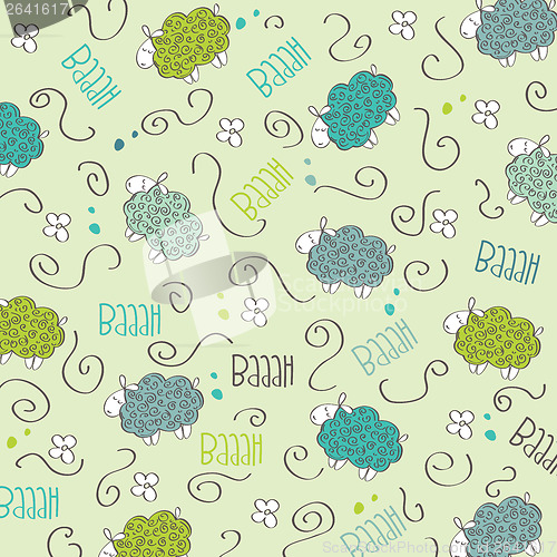 Image of Cute seamless pattern with sheeps