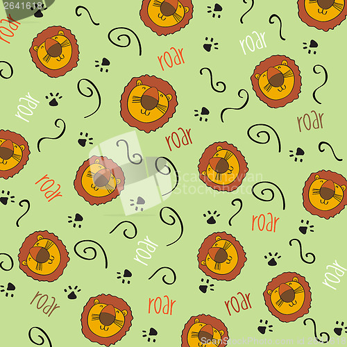 Image of doodle seamless pattern with lions