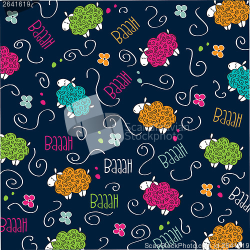 Image of Cute seamless pattern with sheeps