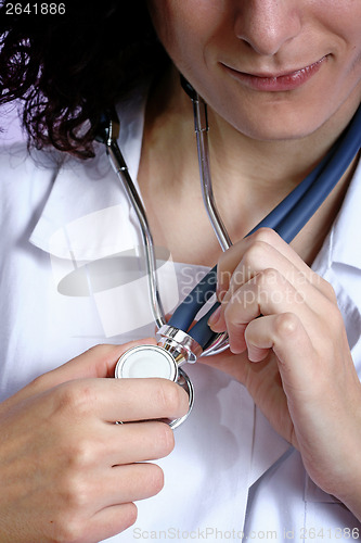 Image of Portrait of a young doctor with stethoscope.