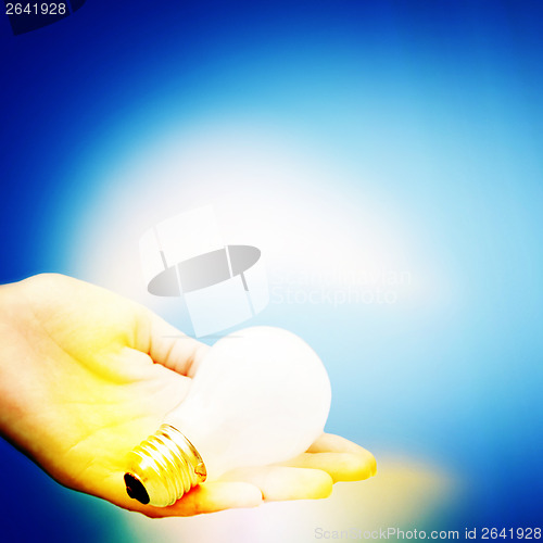 Image of Background with lit lightbulb