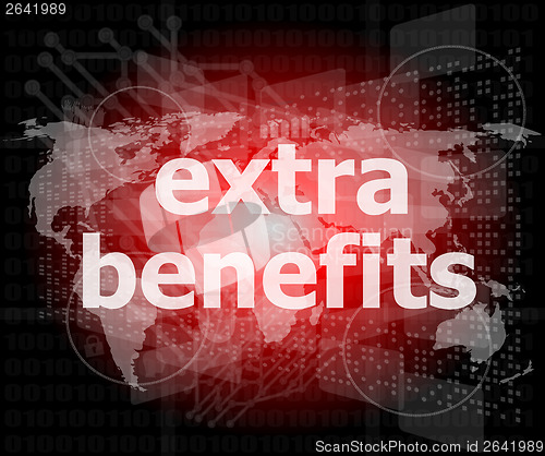 Image of extra benefits slogan poster concept. Financial support message design