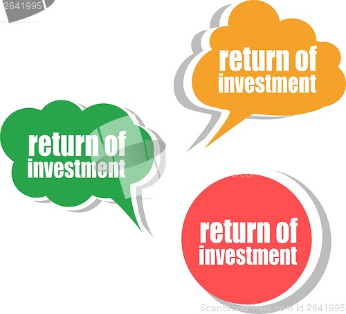 Image of return of investment. Set of stickers, labels, tags. Business banners, Template for infographics