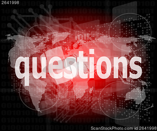 Image of Education concept: words Questions on digital background