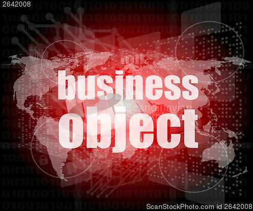 Image of business object word on digital screen, mission control interface hi technology