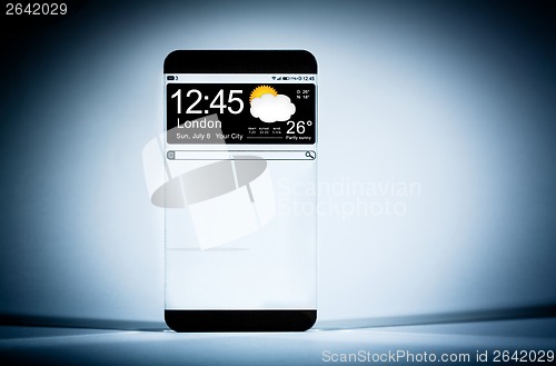 Image of Smart phone (copy space display) with a transparent display.