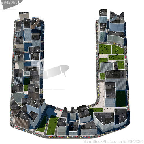 Image of Urban u letter from city font collection