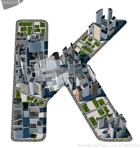 Image of Urban K letter from city font collection