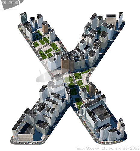 Image of Urban X letter from city font collection