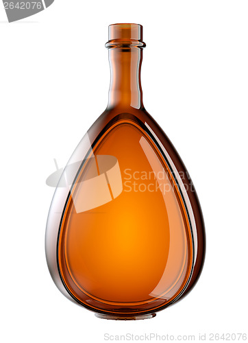 Image of Red glass bottle for wine or cognac isolated