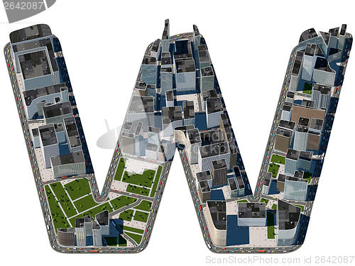 Image of Urban W letter from city font collection