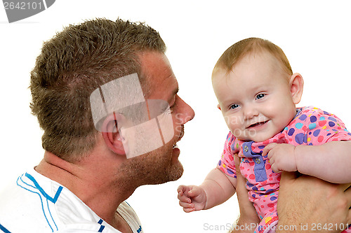 Image of Smiling father and baby