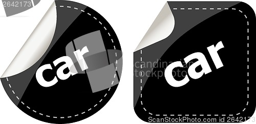 Image of car word stickers set, web icon button