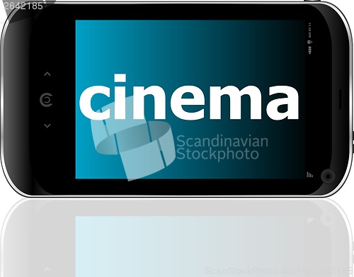 Image of Web development concept: smartphone with word cinema on display