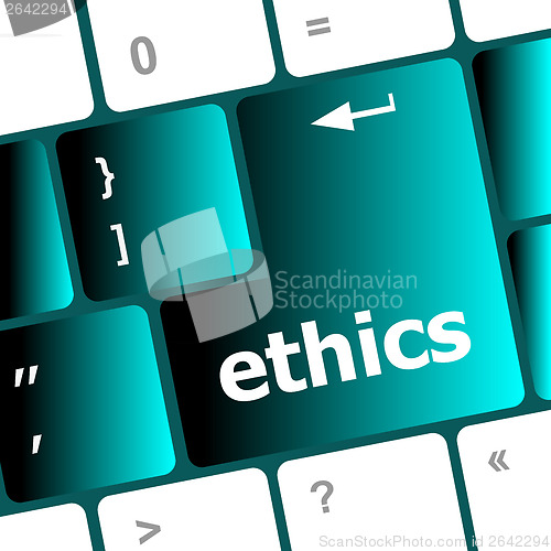 Image of A keyboard with a key reading ethics