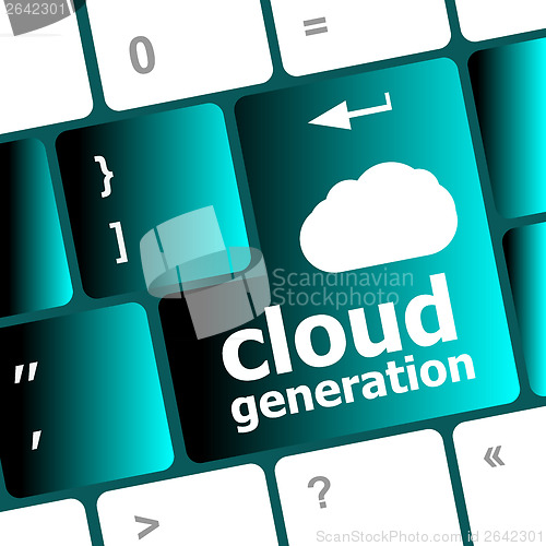 Image of cloud generation words concept on button of the keyboard