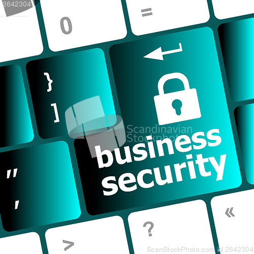 Image of business security key on the keyboard of laptop computer