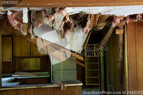 Image of kitchen with ceiling falling down