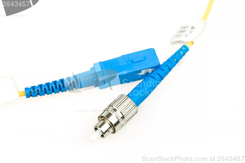 Image of blue fiber optic SC connector and FC type connector