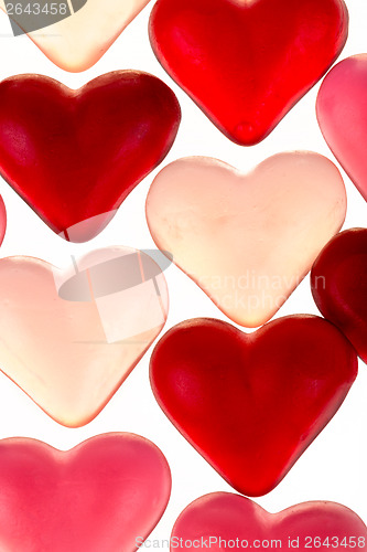 Image of Brightly coloured red gums hearts