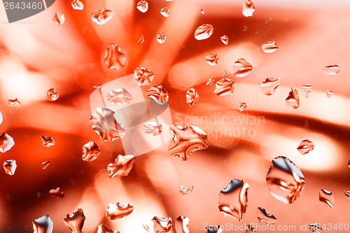 Image of red abstract background with water drops