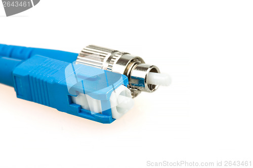 Image of blue fiber optic SC connector and FC type connector