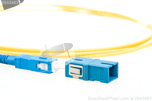 Image of blue fiber optic SC connector