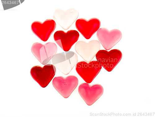 Image of Brightly coloured red gums hearts