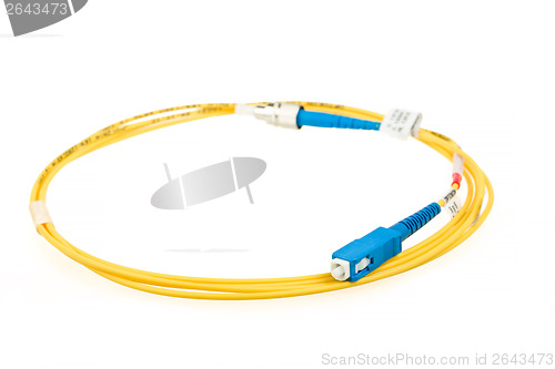 Image of blue fiber optic SC connector patchcord