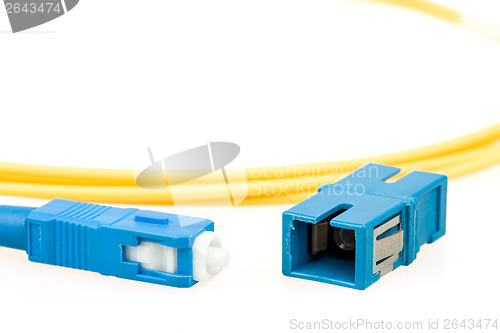 Image of blue fiber optic SC connector