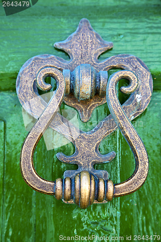 Image of  spain canarias brass  in a green closed  lanzarote abstract 
