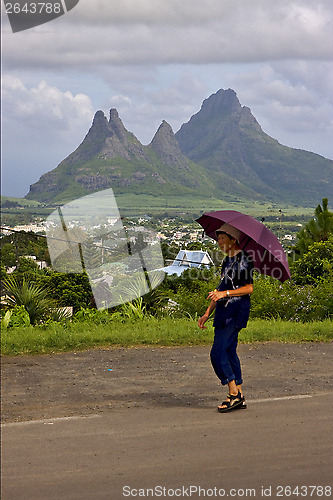 Image of women   cloudy mountain plant