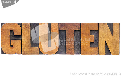 Image of gluten word in wood type