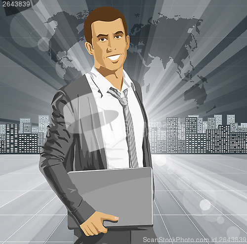 Image of Vector Businessman With Laptop