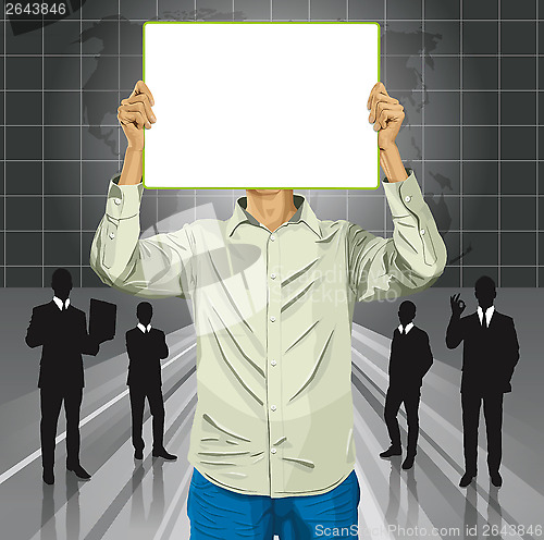 Image of Man With Write Board Against His Head