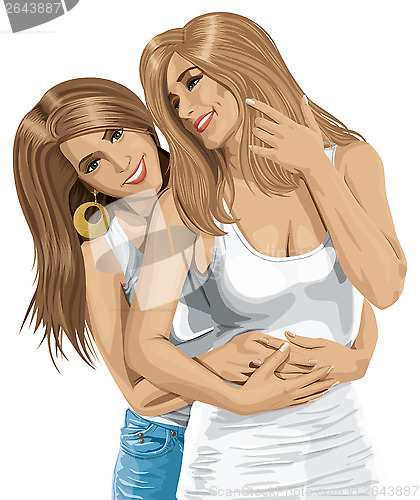 Image of Vector Women Gay Couple Looking on Camera