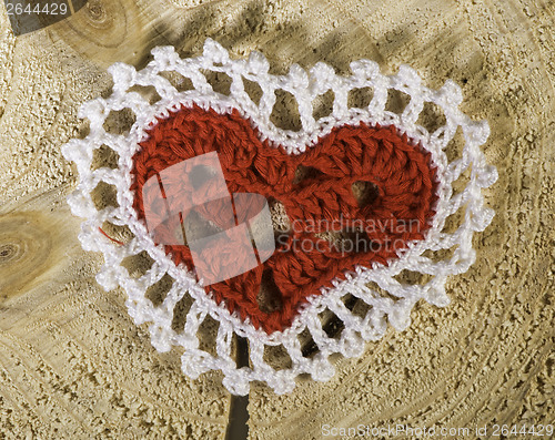 Image of Heart shape made of red textile