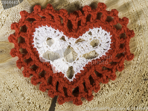Image of Heart shape made of red textile