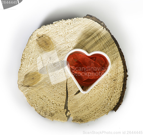 Image of Heart shape made of red textile