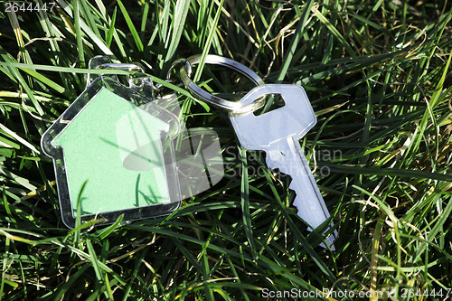 Image of Shape of a house on grass and keys